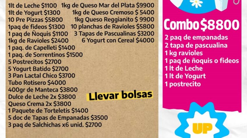 Miércoles 18 Camión de Pastas y Lácteos de la Red de Precios Justos